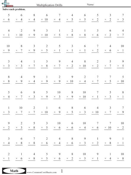 Multiplication Worksheets Common Core Sheets Commoncoresheets By Grade - Commoncoresheets By Grade