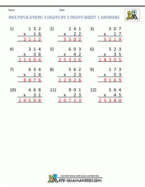 Multiplication Worksheets Grade 4 With Answer Key Math Worksheet On Multiplication Grade 4 - Worksheet On Multiplication Grade 4
