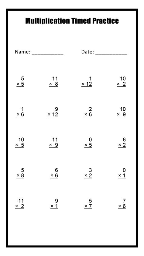 Multiplication Worksheets Timed Math Sheets - Timed Math Sheets