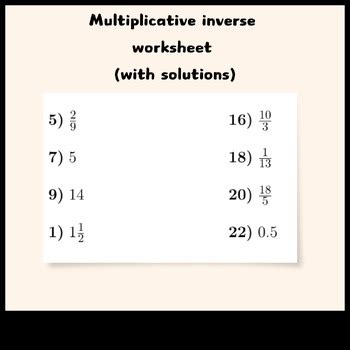 Multiplicative Inverse Worksheet With Solutions Mathamaniacs Multiplicative Inverse Worksheet - Multiplicative Inverse Worksheet