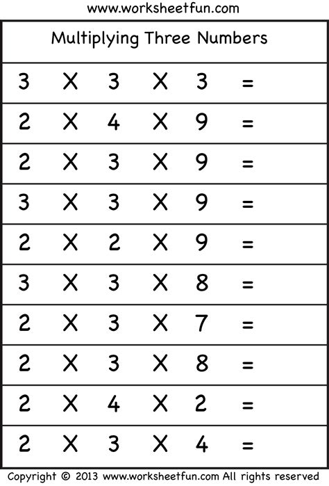 Multiply 3 Numbers Worksheet   Multiply 3 Digit By 2 Digit Numbers Worksheets - Multiply 3 Numbers Worksheet