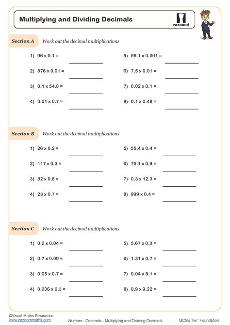 Multiply And Divide Decimals Worksheet