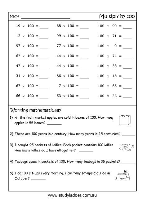 Multiply By 10 100 Or 1000 With Missing Multiply By 100 Worksheet - Multiply By 100 Worksheet