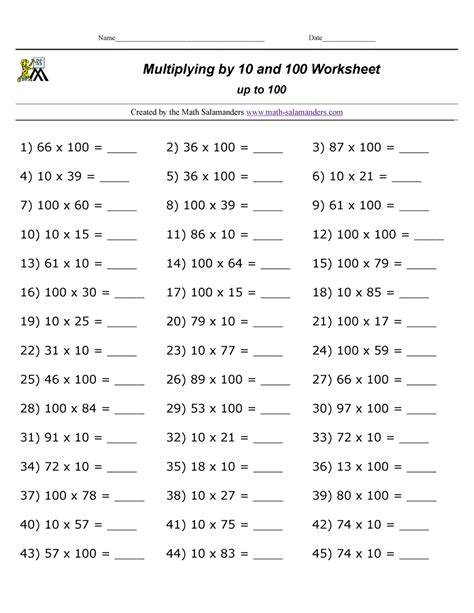 Multiply By 100 Worksheet   Multiplying By Powers Of 10 Worksheet Worksheetmath - Multiply By 100 Worksheet