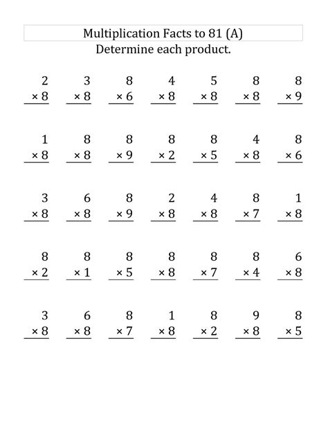 Multiply By 8 Worksheet Printable Online Answers Multiplication 8 Worksheet - Multiplication 8 Worksheet