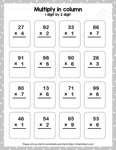 Multiply In Columns 2 By 4 Digit Numbers Multiplication 4 Digit By 2 Digit - Multiplication 4 Digit By 2 Digit