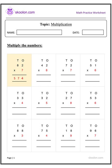 Multiply Sums For Class 2