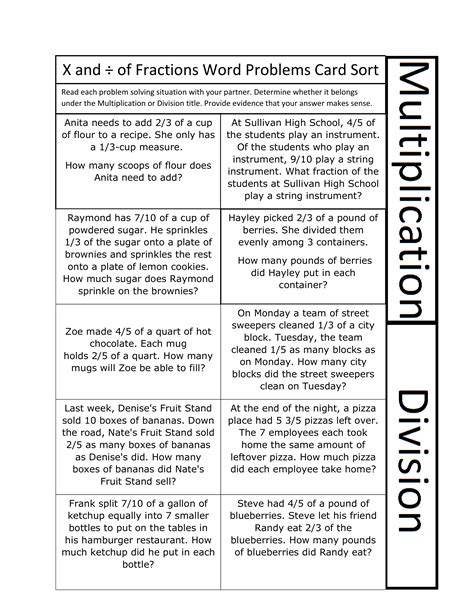 Multiplying And Dividing Fractions Word Problem Practice Fun Multiply And Divide Fractions Activity - Multiply And Divide Fractions Activity