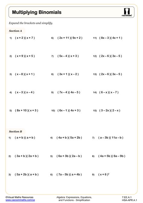 Multiplying Binomials Practice