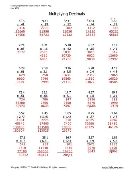 multiplying decimals worksheet with answer key multiplying with