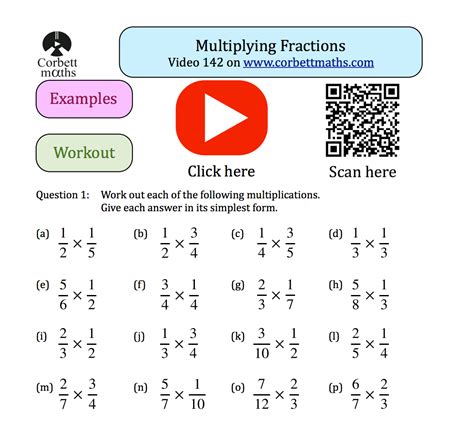 Multiplying Fractions Practice Questions Corbettmaths Fraction Multiplication And Division - Fraction Multiplication And Division