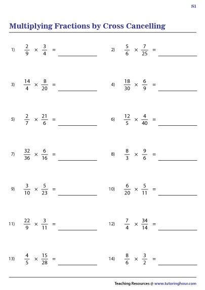 Multiplying Fractions With Cross Canceling Worksheet Cancelling Fractions Worksheet - Cancelling Fractions Worksheet