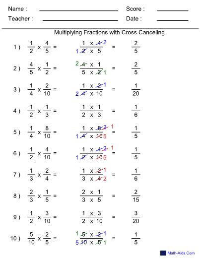 Multiplying Fractions Worksheets Cancelling Fractions Worksheet - Cancelling Fractions Worksheet