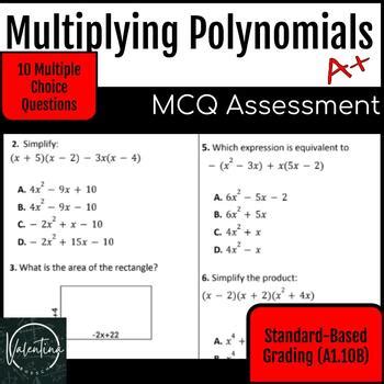 Multiplying Polynomials Multiple Choice Test