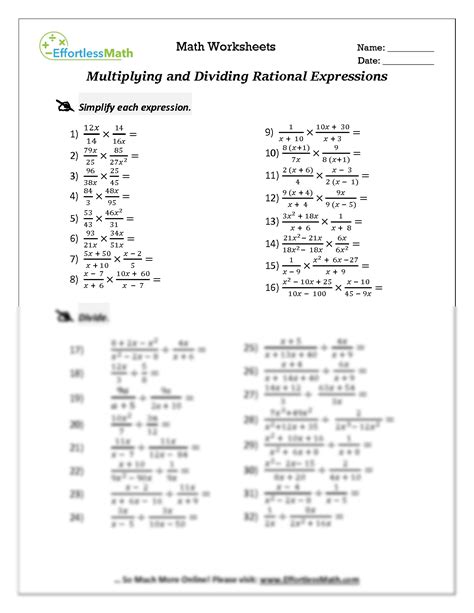 Read Online Multiplying And Dividing Rational Expressions Worksheet 8 