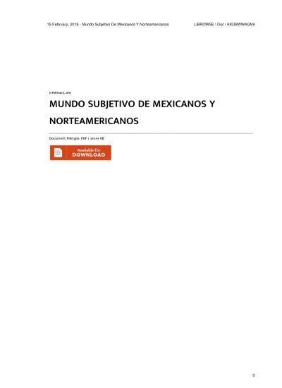 Read Mundo Subjetivo De Mexicanos Y Norteamericanos 