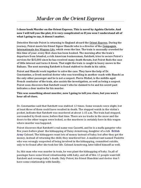 Murder On Orient Express Pdf