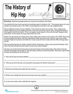Music Cover Lesson History Of Hip Hop Worksheet Hip Hop Worksheet - Hip Hop Worksheet