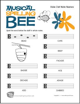 Musical Spelling Bee Free Viola Alto Clef Note Alto Clef Worksheet - Alto Clef Worksheet