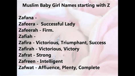 muslim baby girl names starting with z