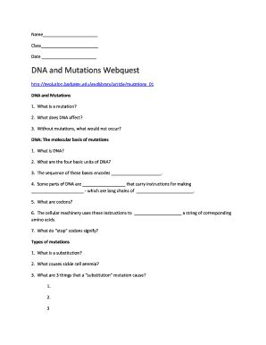 Mutation Webquest Answer Key