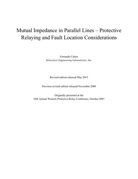Download Mutual Impedance In Parallel Lines Protective Relaying 