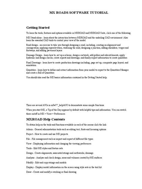 Mx Road 2004 Software Tutorial Guide