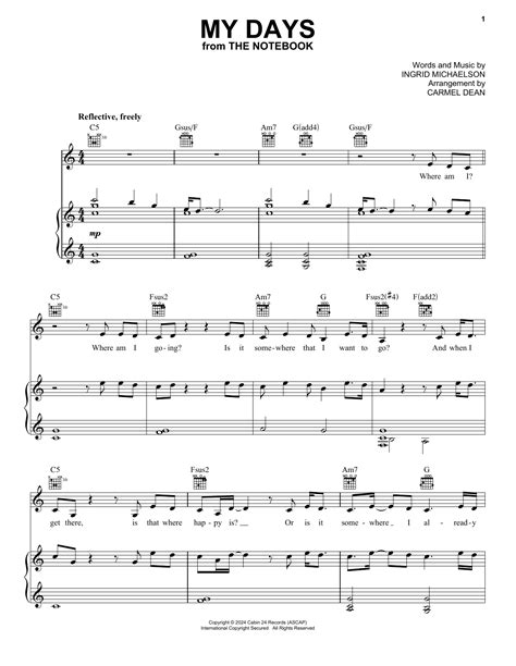 My Days The Notebook Sheet Music