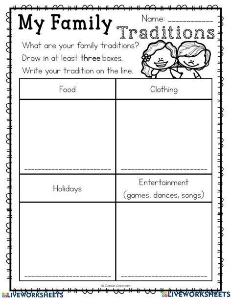 My Family Traditions Worksheet   Family Traditions 8211 My Life With T - My Family Traditions Worksheet