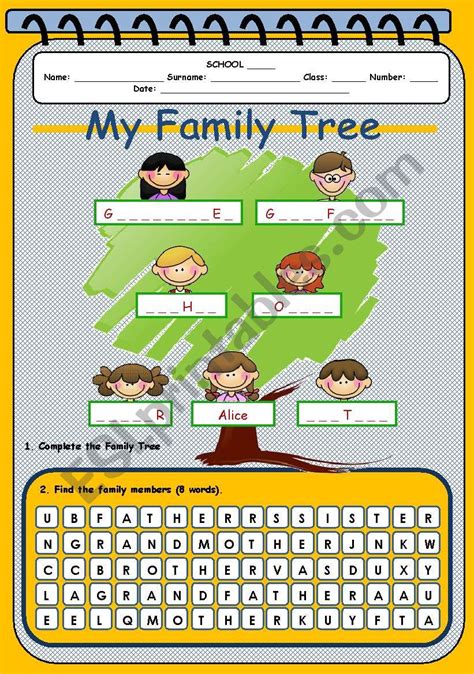 My Family Tree Live Worksheets My Family Tree Worksheet - My Family Tree Worksheet