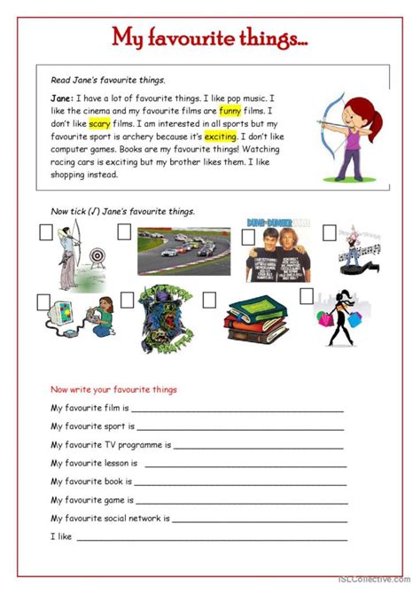 My Favourite Things Worksheet Primary Resources Twinkl My Favorites Worksheet 6th Grade - My Favorites Worksheet 6th Grade