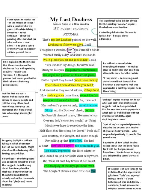 My Last Duchess Analysis