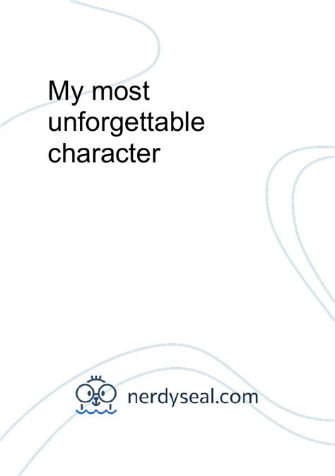 Full Download My Most Unforgettable Character 