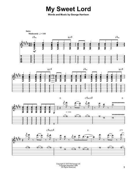 Read Online My Sweet Lord Sheet Music Three Part By George Harrison 
