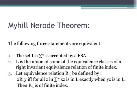 Myhill Nerode Theorem
