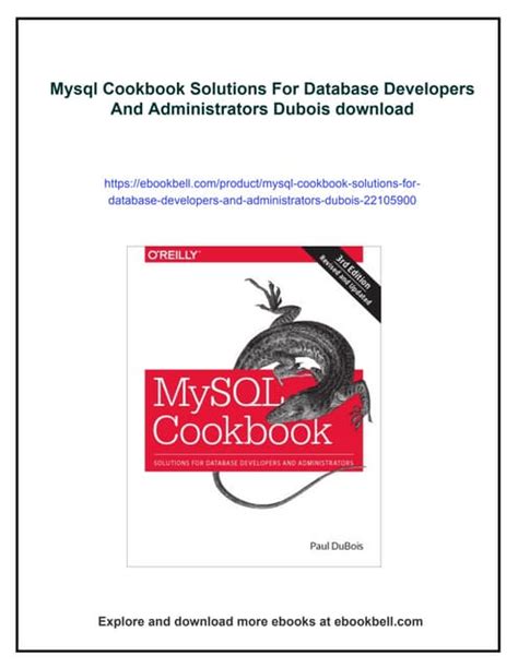 Mysql Cookbook Solutions For Database Developers And Administrators