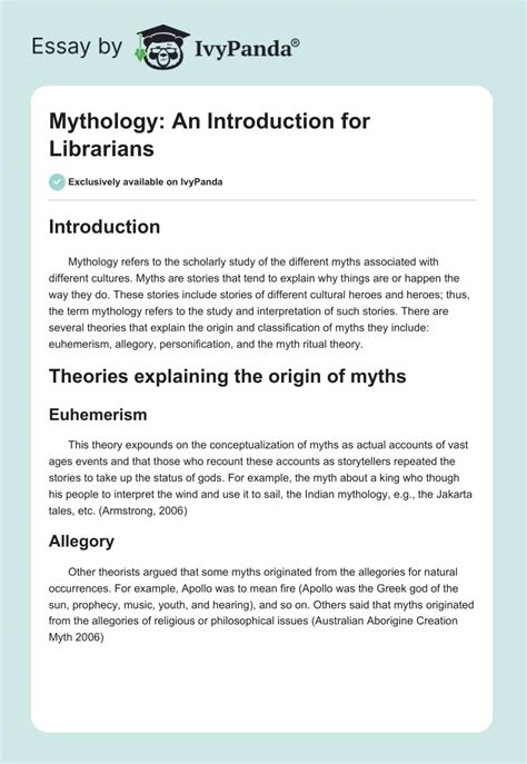 Mythology An Introduction For Librarians 826 Words Compare And Contrast Myths And Cultures - Compare And Contrast Myths And Cultures