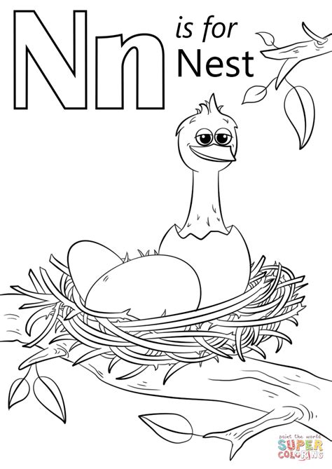 N Is For Nest Coloring Page Coloringall N Is For Coloring Page - N Is For Coloring Page