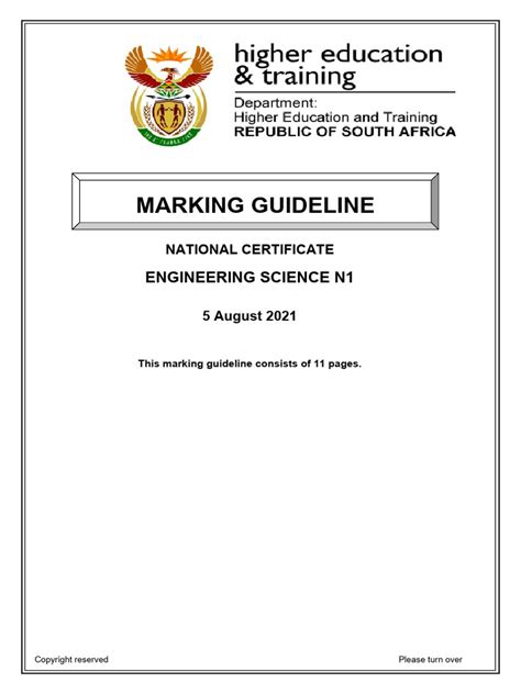 n1 engineering science memorandum and