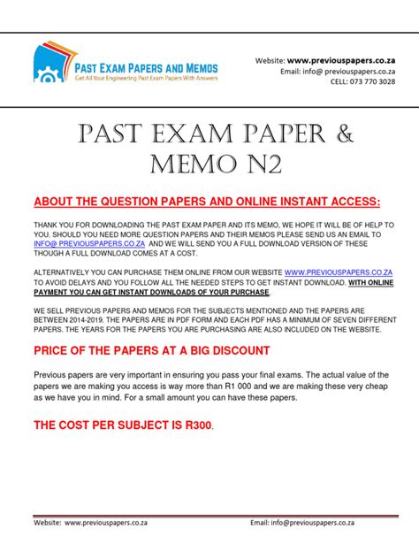 Read N2 Question Papers And Memorandum 