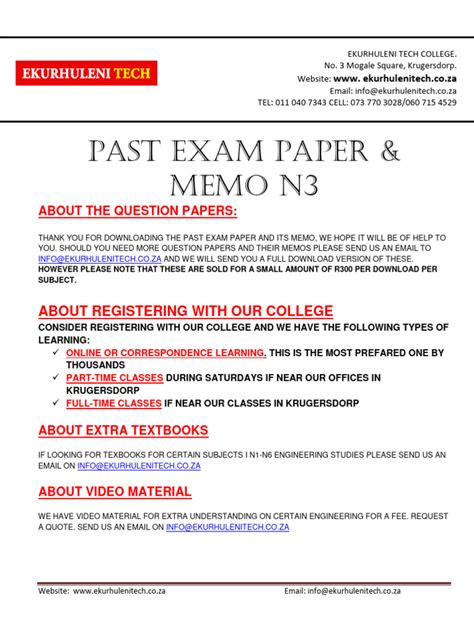 Read Online N3 Engineering Science Papers Memo 