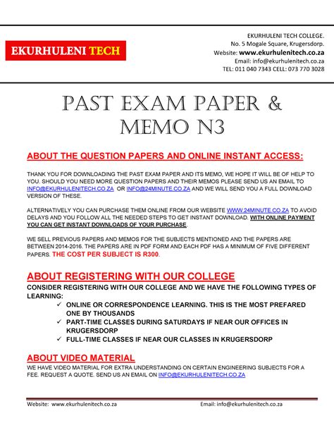 Read Online N3 Exam Papers Free 