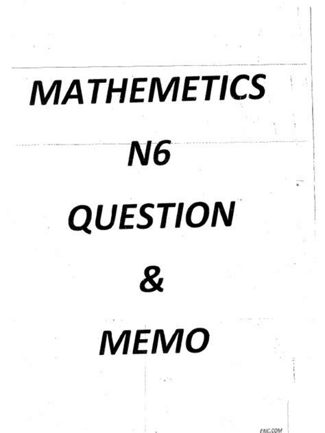 N6 Engineering Maths Question Papers And Memo