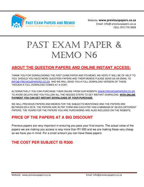 N6 Maths Memo