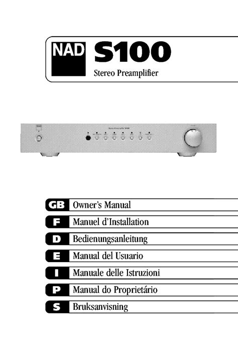 Read Online Nad S100 User Guide 