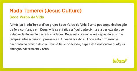 Nada Temerei Letra