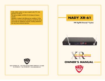 Read Nady Xr 61 User Guide 