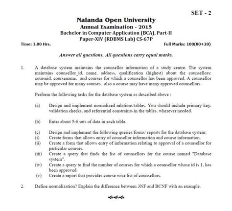 Read Nalanda Open University Question Paper 