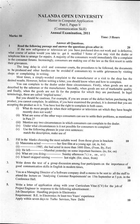 Read Nalanda Open University Question Paper 2009 