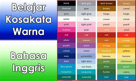 Nama Warna  Kosa Kata Warna Dalam Bahasa Indonesia - Nama Warna